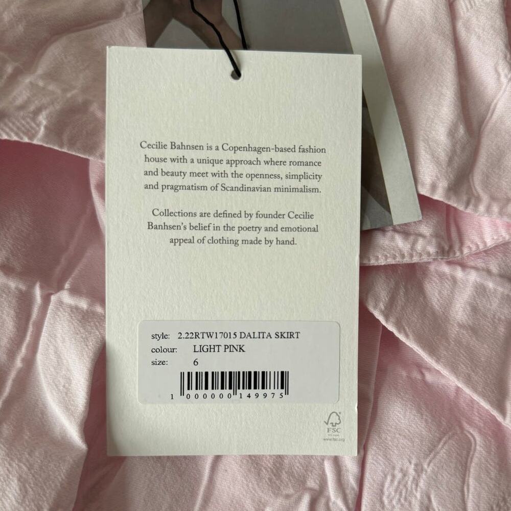 New Cecilie Bahnsen Dalita Midi Skirt in Light Pink Women's Size 2 - Picture 8 of 10